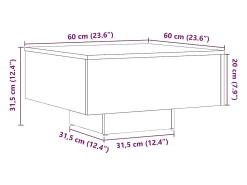 Sale vidaxl Mesa de centro 60x60x31,5 cm derivados de madeira madeira velha Natural claro