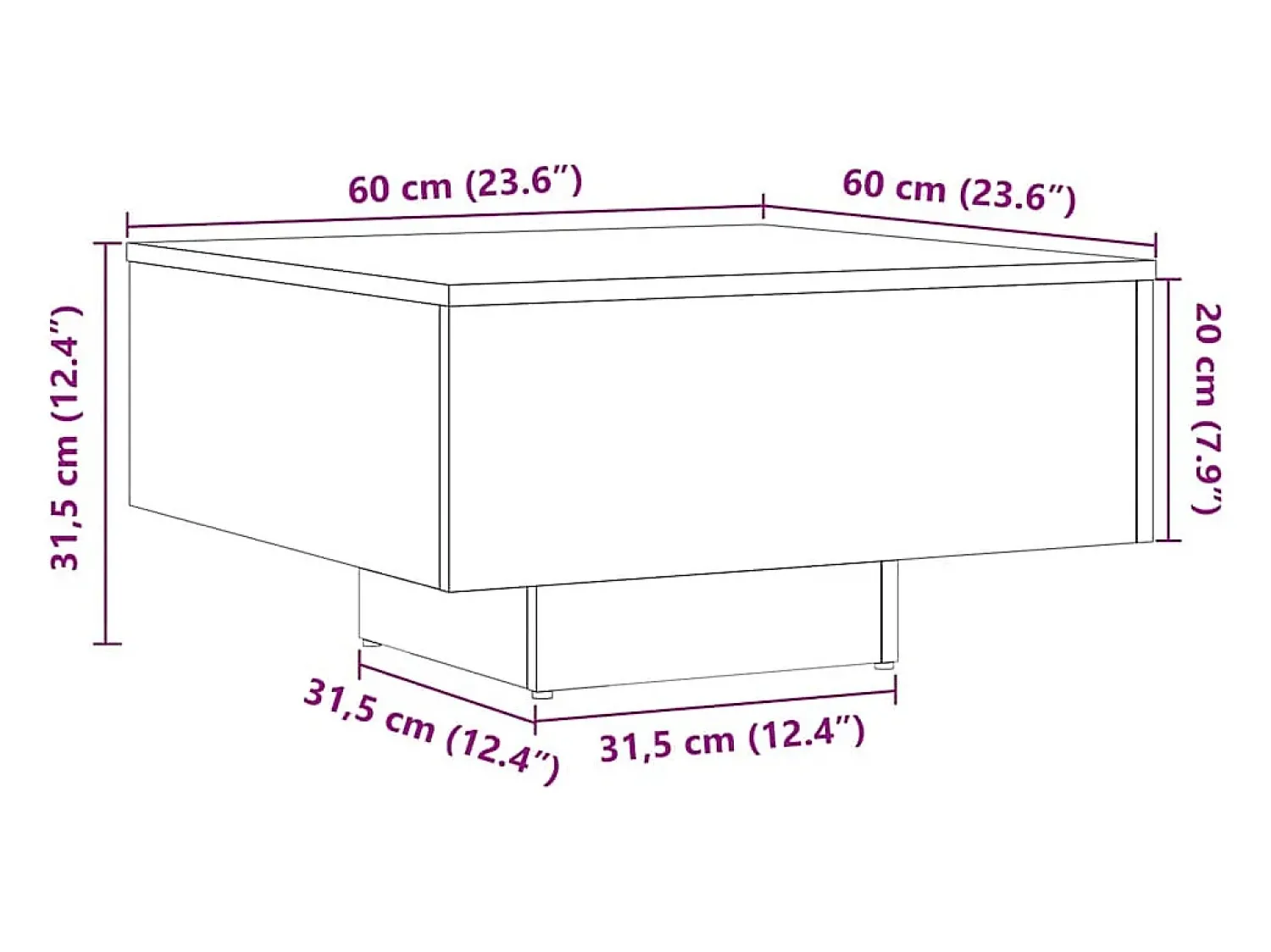 Sale vidaxl Mesa de centro 60x60x31,5 cm derivados de madeira madeira velha Natural claro