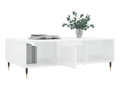 Discount Mesa de centro 104x60x35 cm derivados madeira brilhante PT299325 Branco