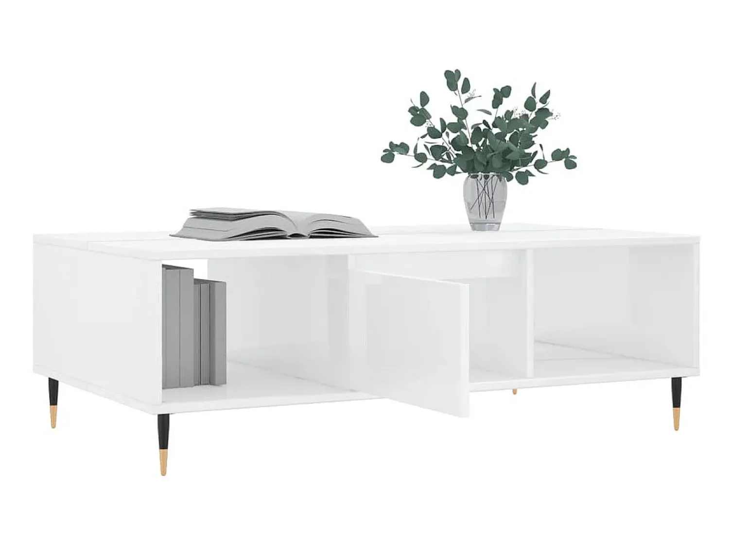 Discount Mesa de centro 104x60x35 cm derivados madeira brilhante PT299325 Branco