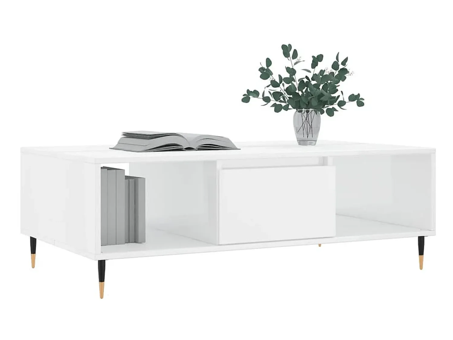 Discount Mesa de centro 104x60x35 cm derivados madeira brilhante PT299325 Branco