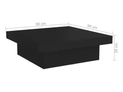 Mesa De Centro*vidaxl Mesa de centro 90x90x28 cm derivados de madeira Preto