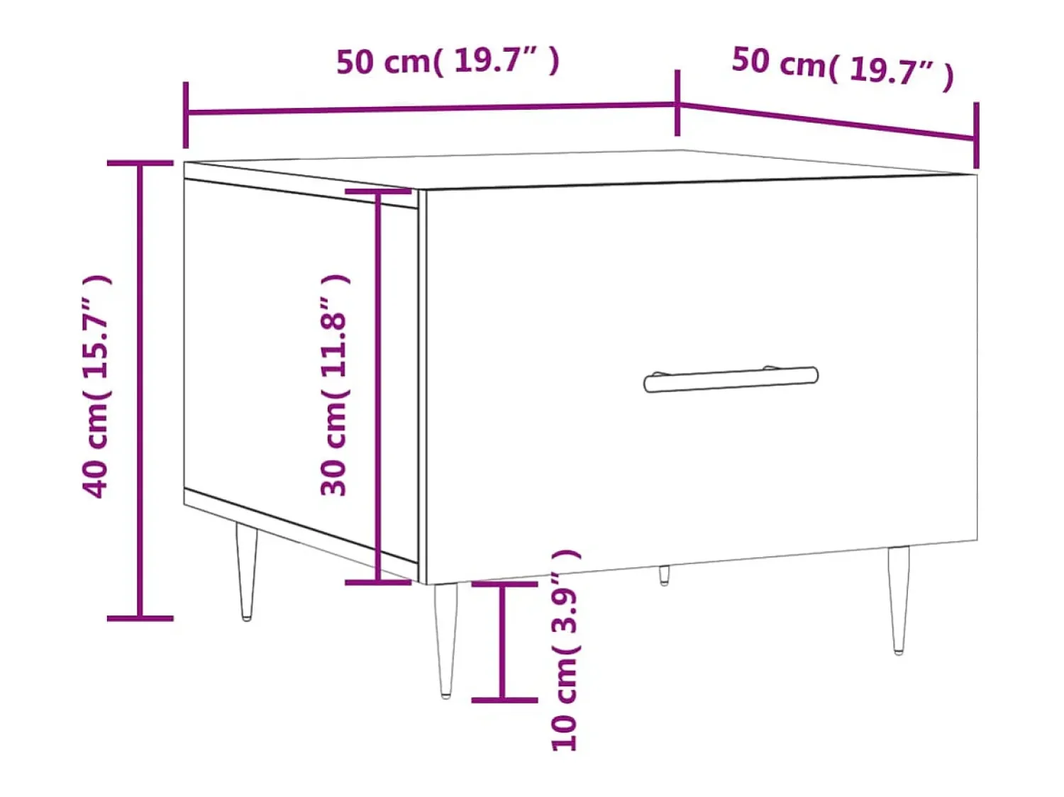 Best vidaxl Mesa de centro 50x50x40 cm derivados madeira carvalho castanho Natural claro