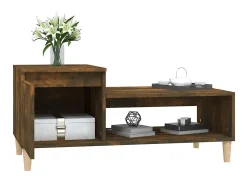 Mesa de centro 100x50x45 cm derivados madeira carvalho fumado PT328311^ Mesa De Centro