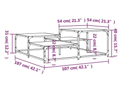 vidaxl Mesa de centro 107x107x40 cm derivados de madeira^ Mesa De Centro