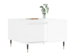 Mesa de centro 55x55x36,5 cm derivados madeira brilhante PT332635 Branco
