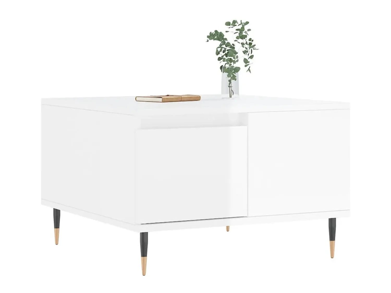 Mesa de centro 55x55x36,5 cm derivados madeira brilhante PT332635 Branco