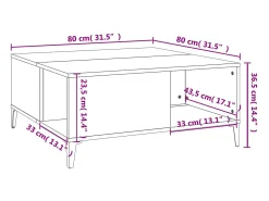 vidaxl Mesa de centro 80x80x36,5 cm derivados de madeira^ Mesa De Centro