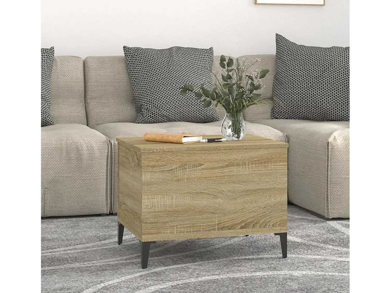 Mesa De Centro| Mesa de centro 60x44,5x45 cm derivados madeira carvalho sonoma PT210480 Castanho