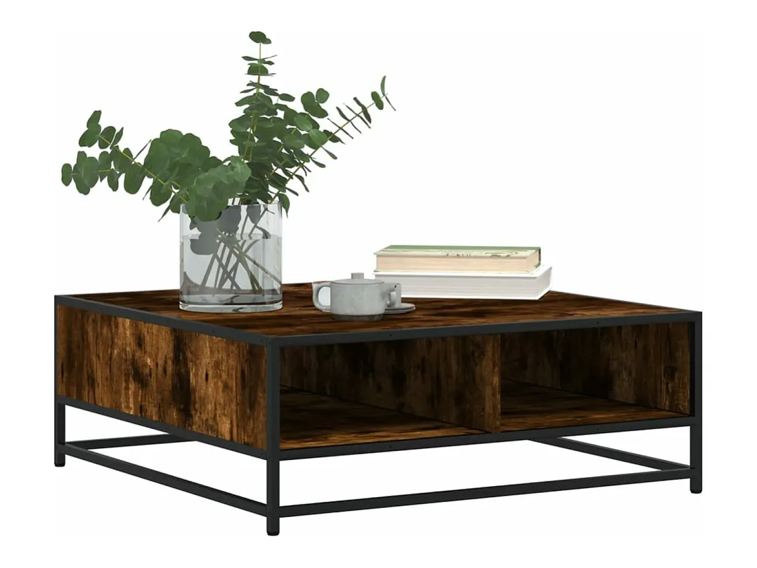 Mesa De Centro|vidaxl Mesa de centro 80x80x30 cm deriv. madeira/metal carvalho fumado Natural claro