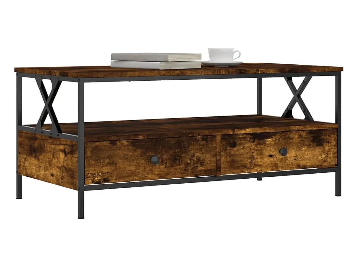 Clearance Mesa de centro 100x51x45 cm derivados madeira carvalho fumado PT419043 Castanho