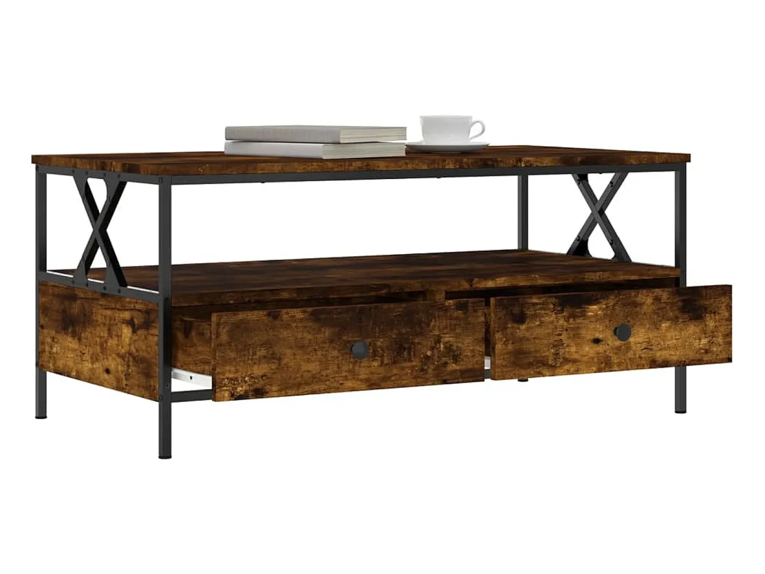 Clearance Mesa de centro 100x51x45 cm derivados madeira carvalho fumado PT419043 Castanho