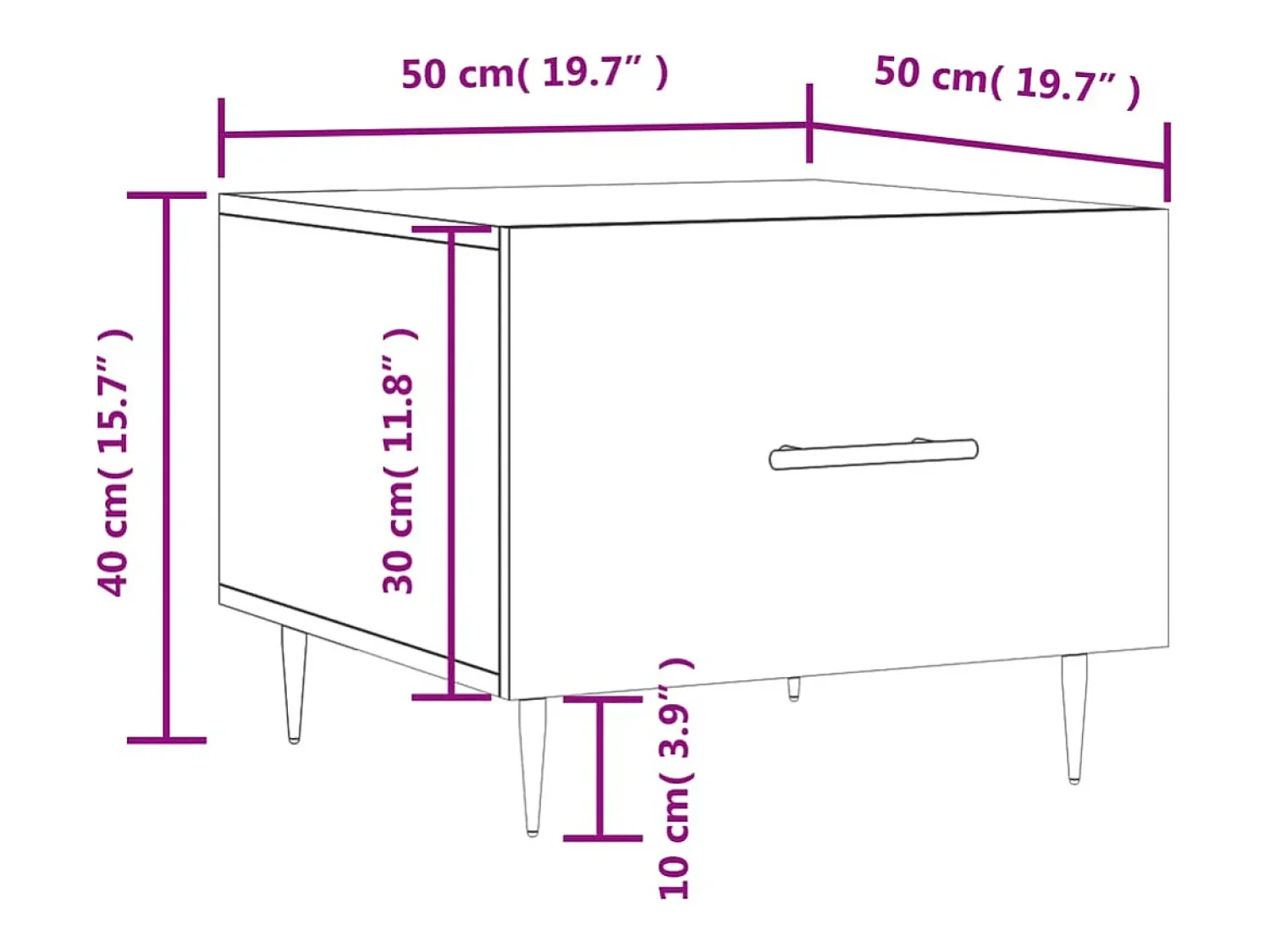 vidaxl Mesa de centro 50x50x40 cm derivados de madeira^ Mesa De Centro