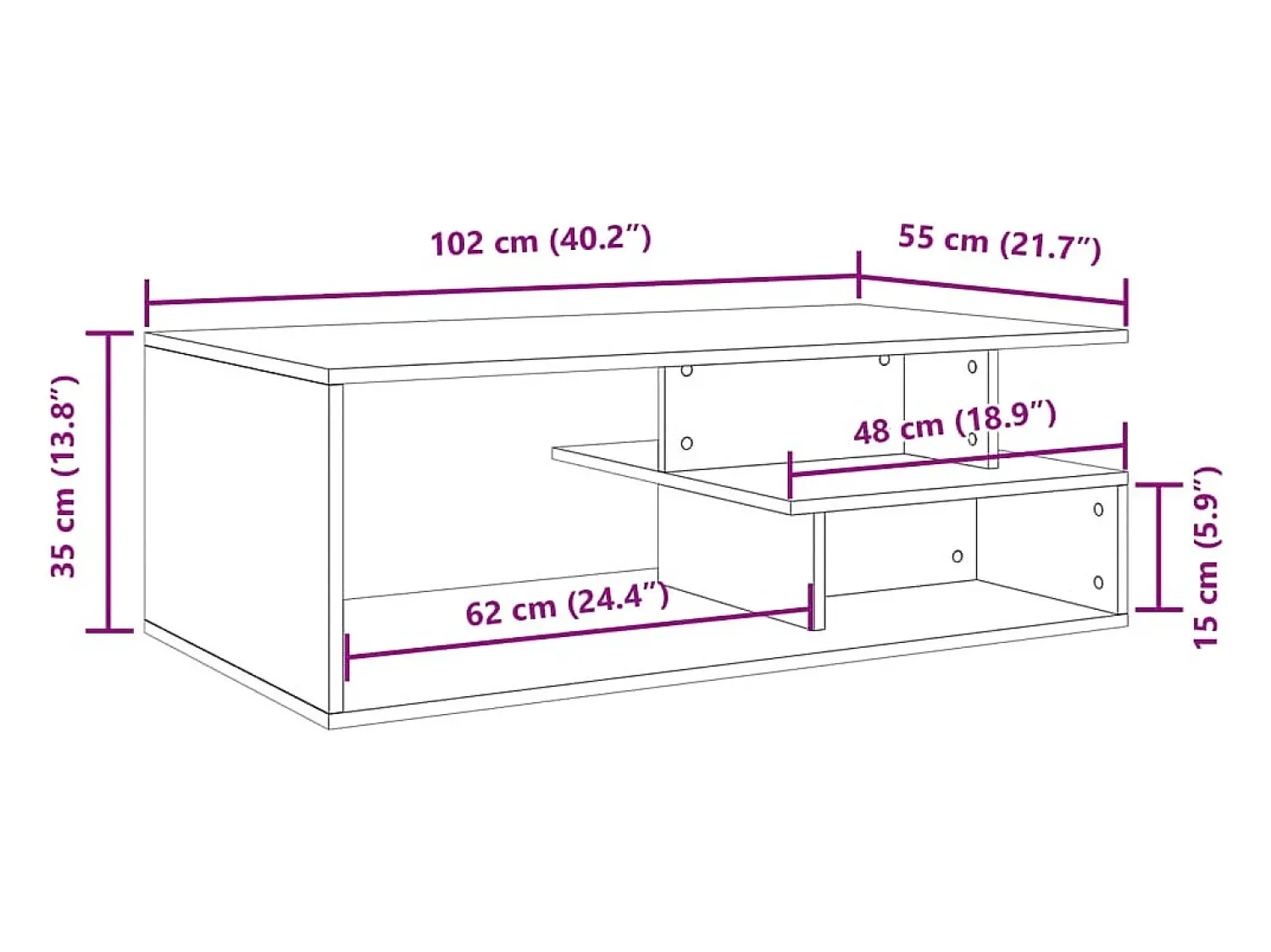 Hot vidaxl Mesa de centro 102x55x35 cm derivados madeira carvalho fumado Natural claro