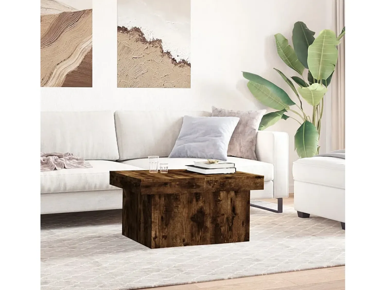 Best Mesa de centro 80x55x40 cm derivados de madeira carvalho fumado PT187790 Castanho