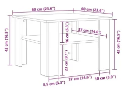 Sale vidaxl Mesa de centro 60x60x42 cm derivados madeira carvalho castanho Natural claro