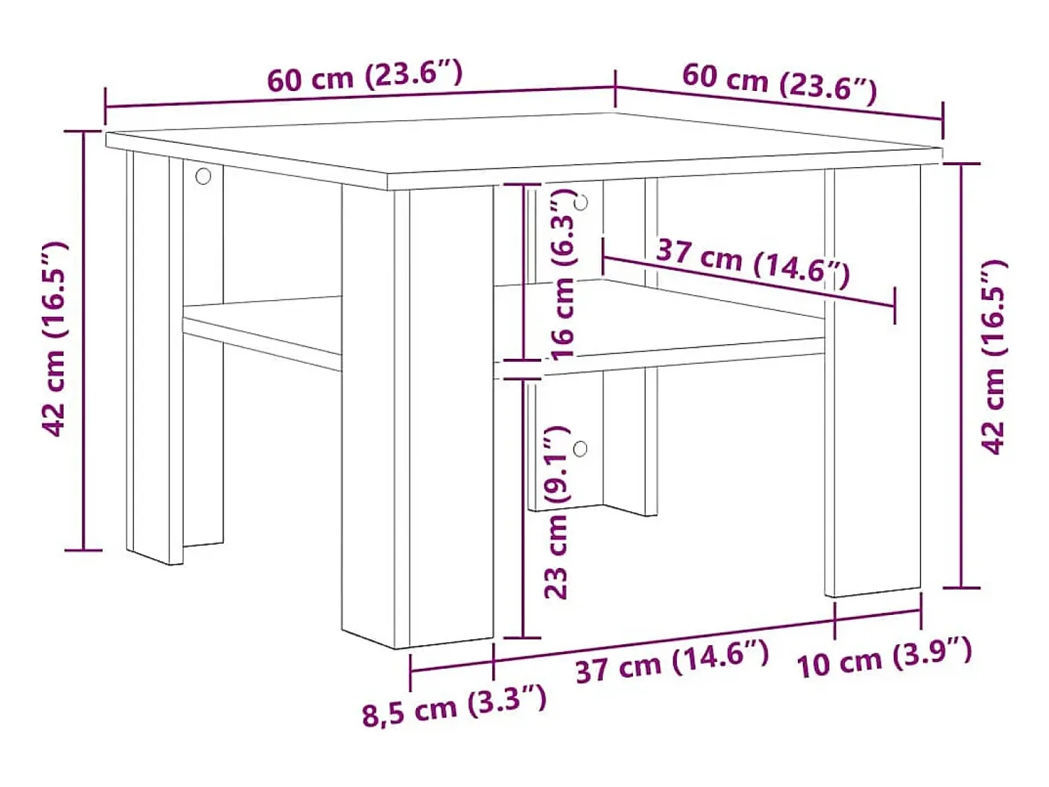 Sale vidaxl Mesa de centro 60x60x42 cm derivados madeira carvalho castanho Natural claro