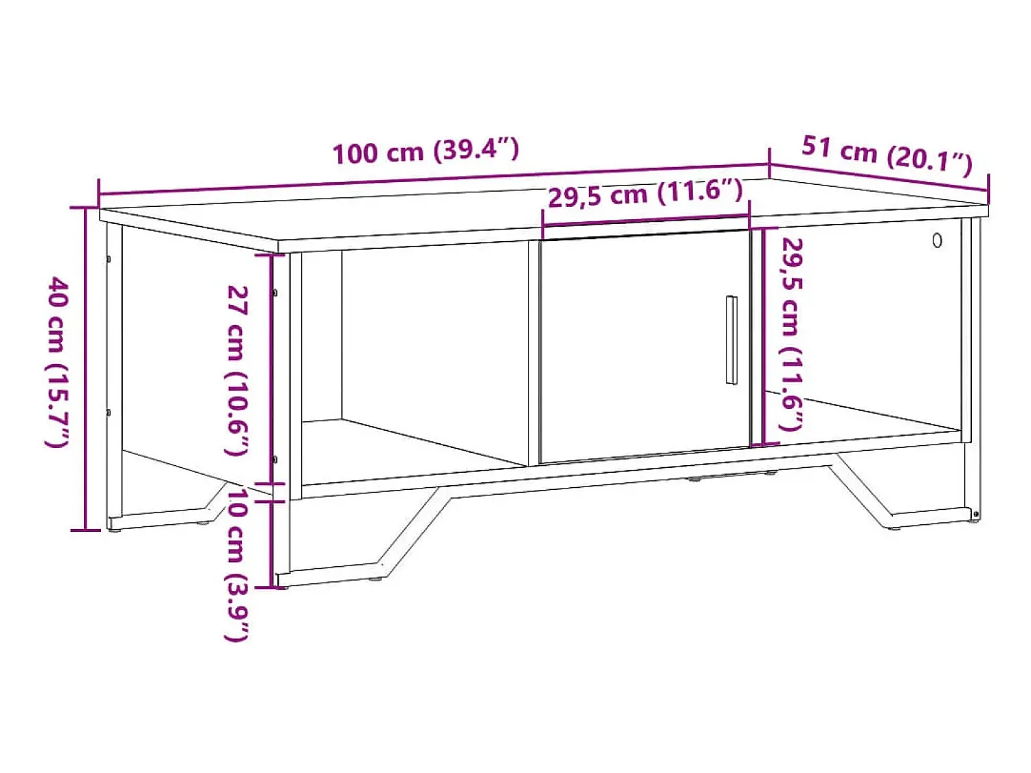 Sale vidaxl Mesa de centro 100x51x40 cm derivados madeira carvalho castanho Natural claro