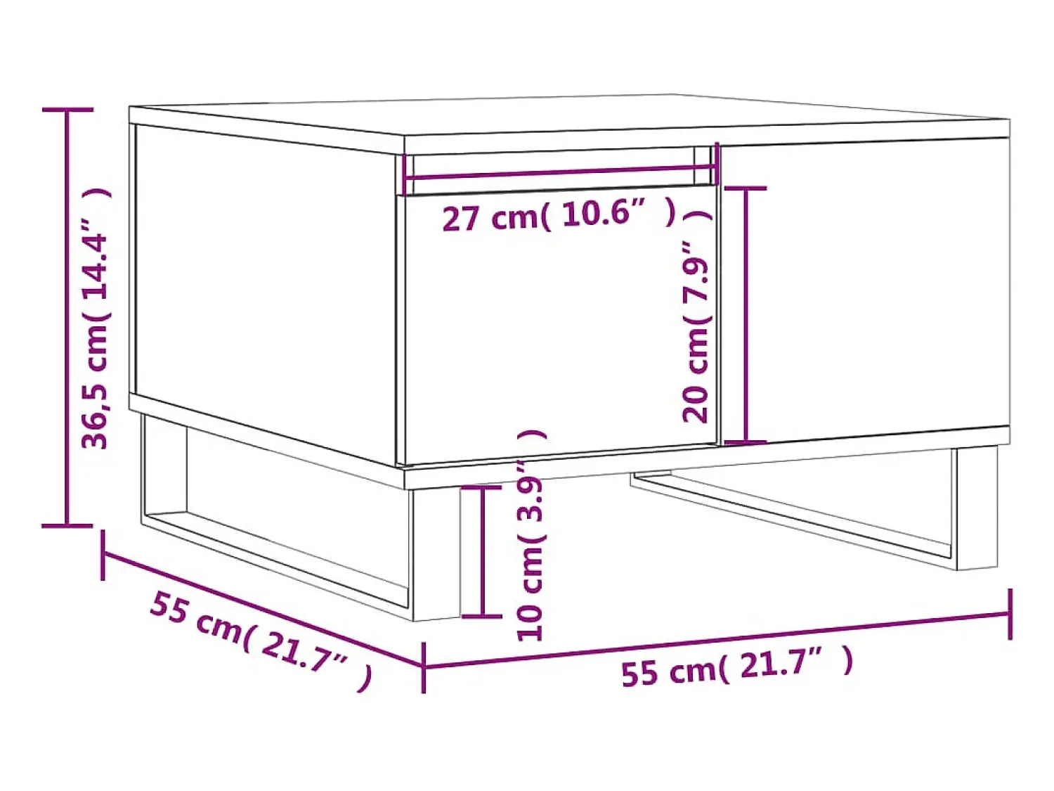 vidaxl Mesa de centro 55x55x36,5 cm derivados madeira carvalho fumado^ Mesa De Centro