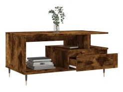 New Mesa de centro 90x49x45 cm derivados madeira carvalho fumado PT984785 Castanho