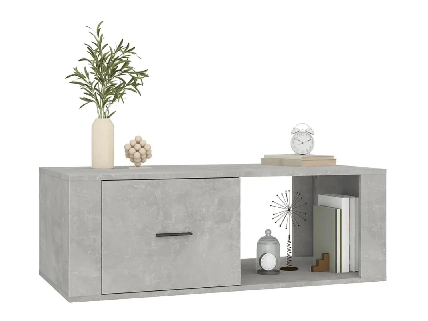 Mesa De Centro* Mesa de centro 100x50,5x35 cm derivados madeira cinza cimento PT549391 Cinzento