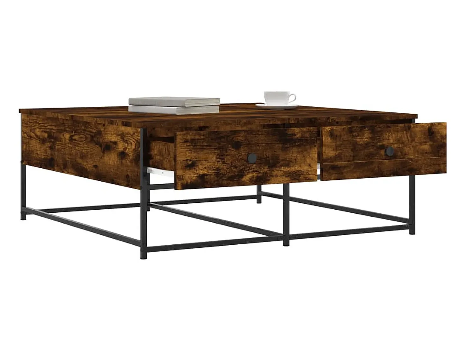 Mesa De Centro* Mesa de centro 100x99x40 cm derivados madeira carvalho fumado PT759862 Castanho