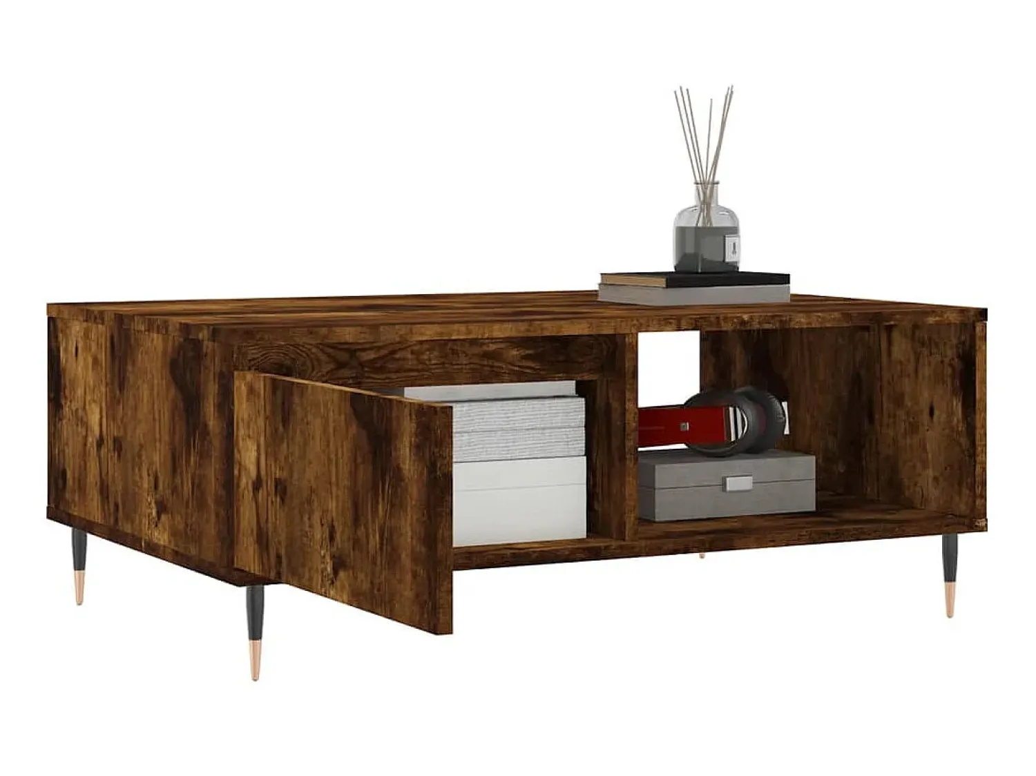 Mesa De Centro| Mesa de centro 90x60x35 cm derivados de madeira carvalho fumado PT212266 Castanho