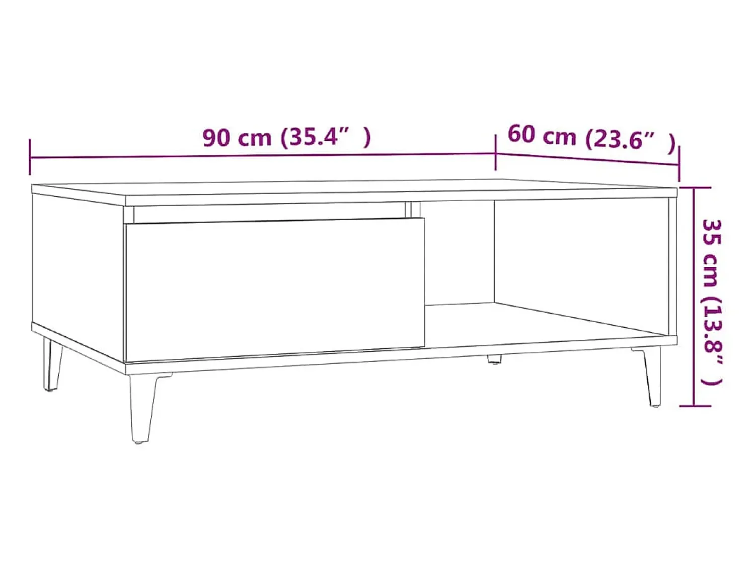 vidaxl Mesa de centro 90x60x35 cm derivados de madeira carvalho sonoma^ Mesa De Centro
