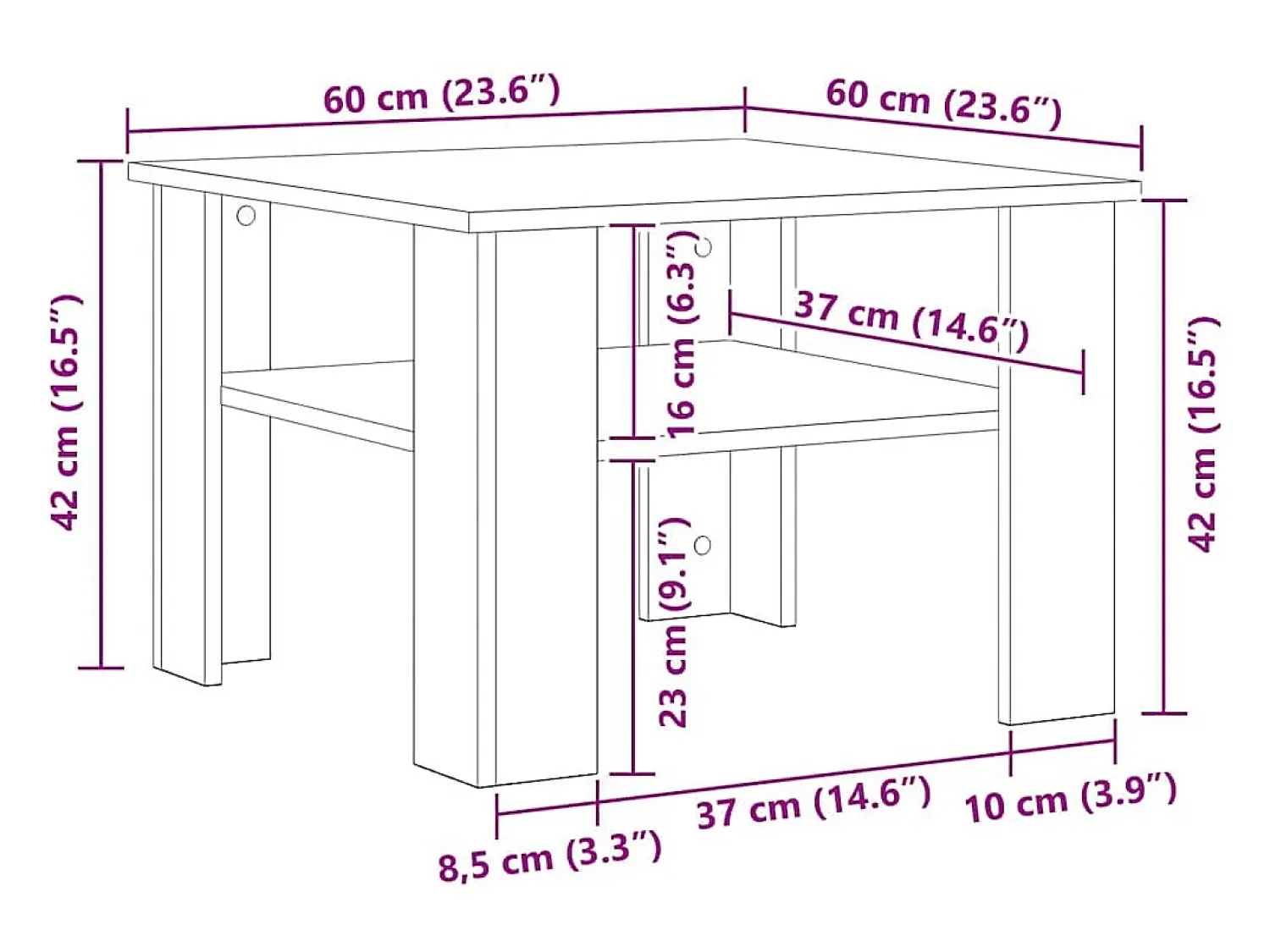 Mesa De Centro|vidaxl Mesa de centro 60x60x42 cm derivados de madeira sonoma Cinzento