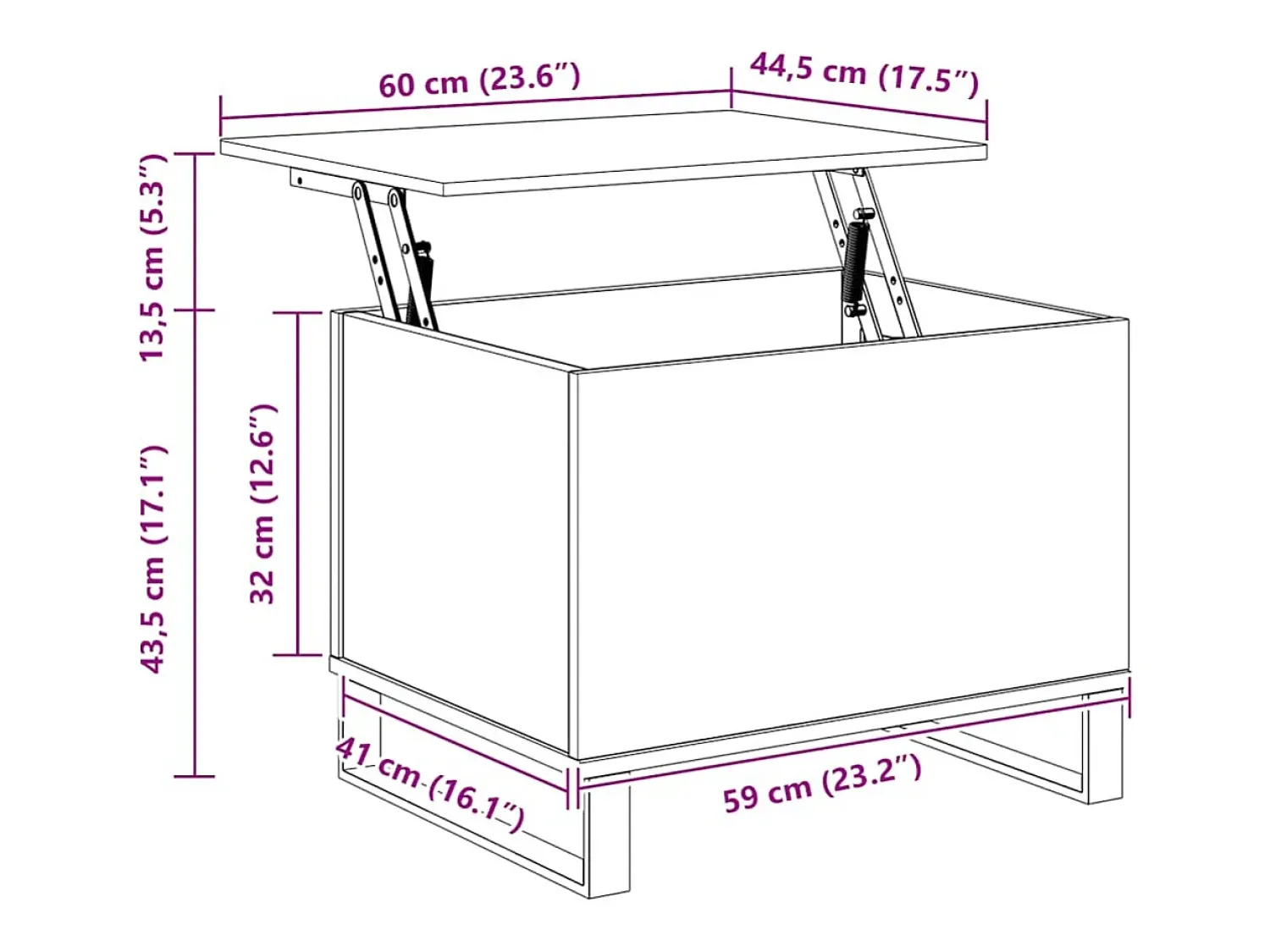 vidaxl Mesa de centro 60x44,5x45 cm derivados madeira carvalho sonoma^ Mesa De Centro