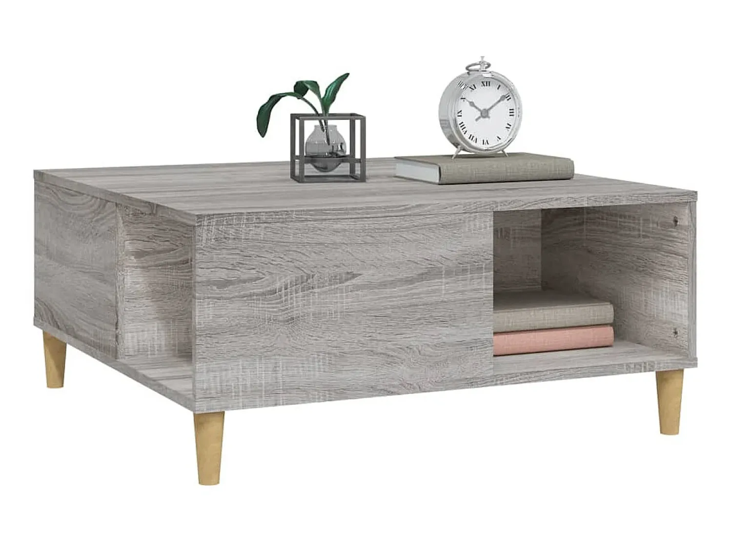 Mesa de centro 80x80x36,5 cm derivados madeira sonoma PT147559 Cinzento