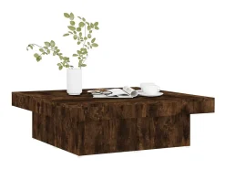 Mesa De Centro| Mesa de centro 90x90x28 cm derivados de madeira carvalho fumado PT876313 Castanho