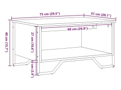 Mesa De Centro|vidaxl Mesa de centro 75x51x40 cm derivados madeira carvalho castanho Natural claro