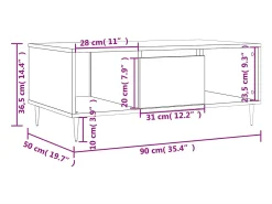 vidaxl Mesa de centro 90x50x36,5 cm derivados madeira carvalho fumado^ Mesa De Centro