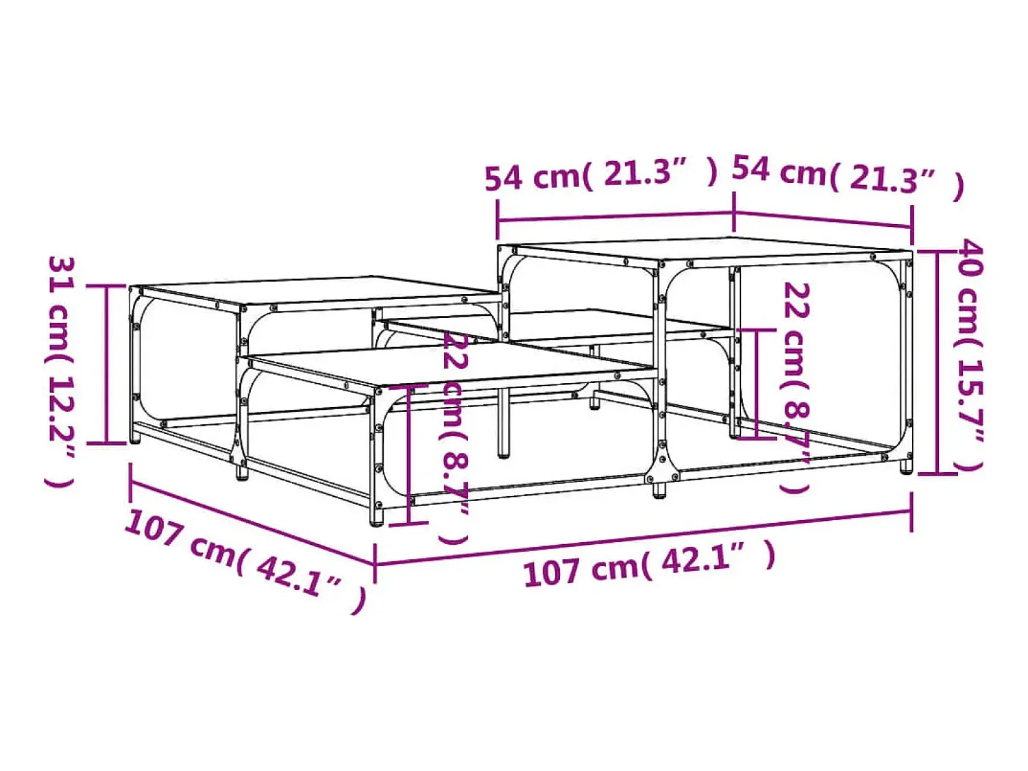 Mesa De Centro|vidaxl Mesa de centro 107x107x40 cm derivados de madeira cinza sonoma Cinzento