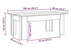 Mesa De Centro*vidaxl Mesa de centro 100x60x42 cm derivados de madeira Preto