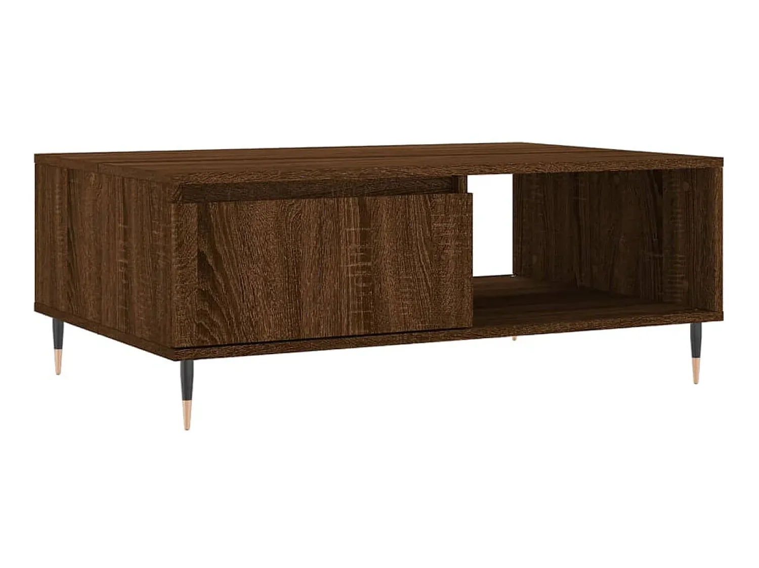 Mesa De Centro| Mesa de centro 90x60x35 cm derivados madeira carvalho PT407316 Castanho