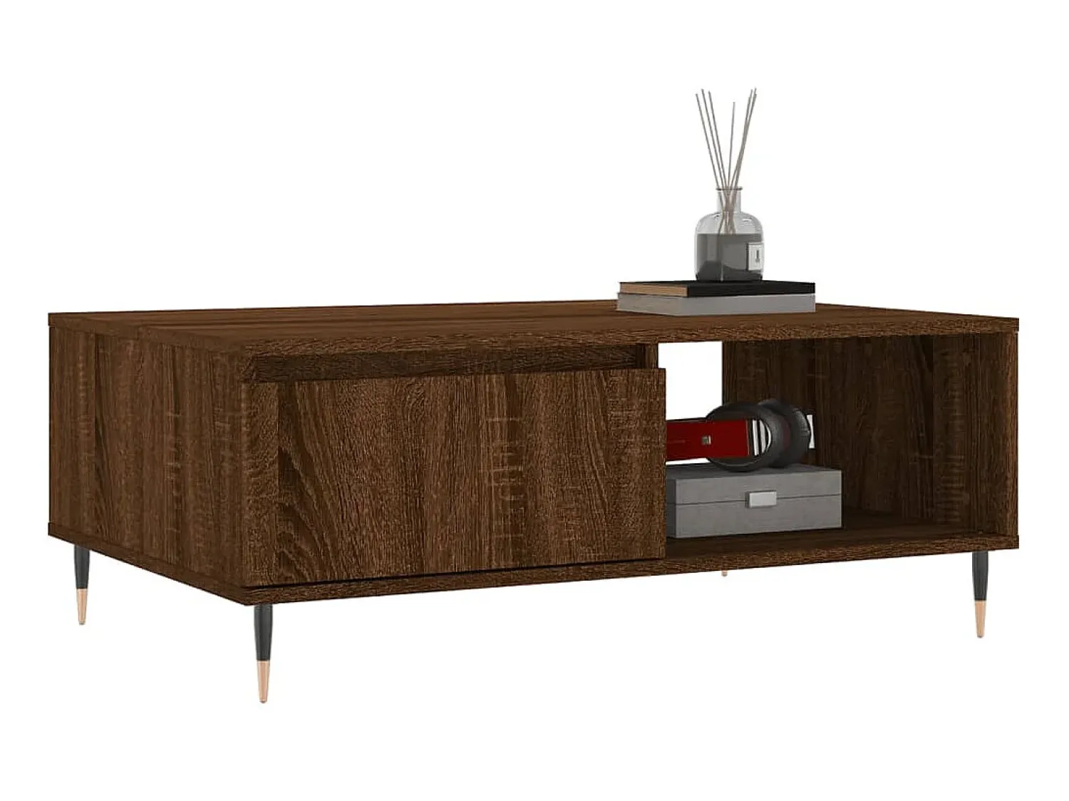 Mesa De Centro| Mesa de centro 90x60x35 cm derivados madeira carvalho PT407316 Castanho