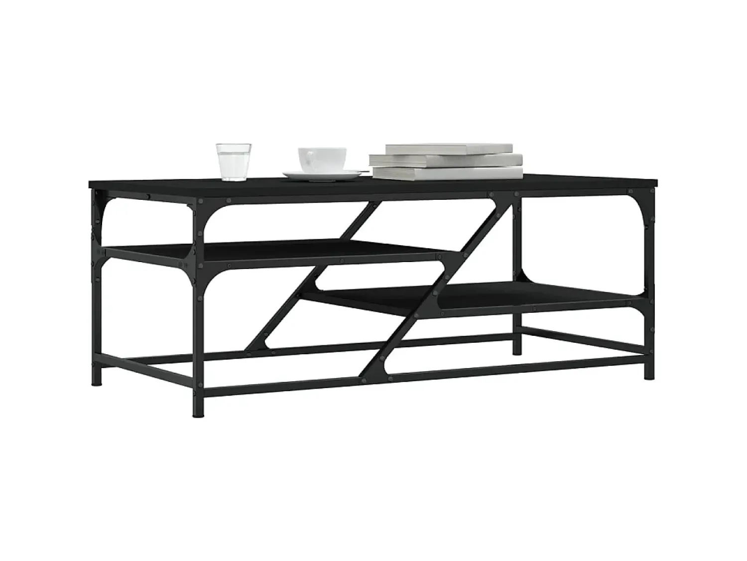 Mesa De Centro| Mesa de centro 100x49x40 cm derivados de madeira PT739526 Preto
