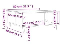 Best vidaxl Mesa de centro 80x80x36,5 cm derivados madeira sonoma Cinzento