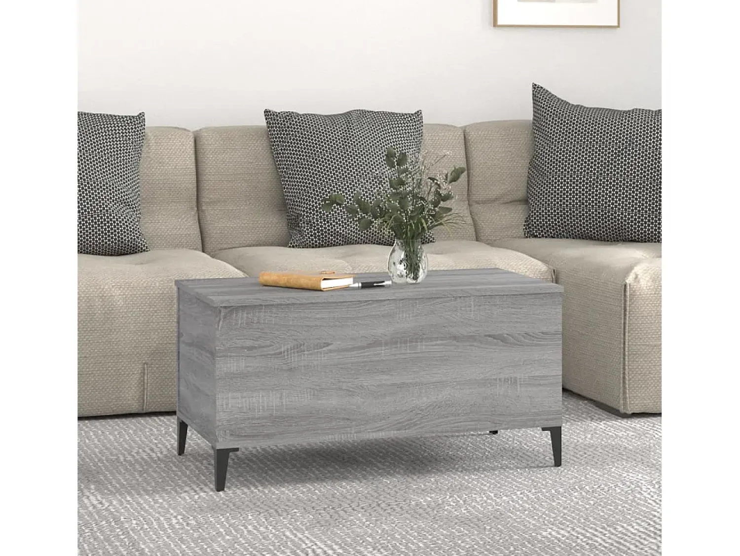 Mesa De Centro* Mesa de centro 90x44,5x45 cm derivados de madeira cinza sonoma PT191438 Cinzento