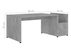 Mesa De Centro|vidaxl Mesa de centro 90x45x35 cm derivados madeira cimento Cinzento
