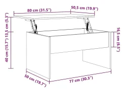 Mesa De Centro*vidaxl Mesa de centro 80x50,5x41,5 cm derivados madeira madeira velha Natural claro
