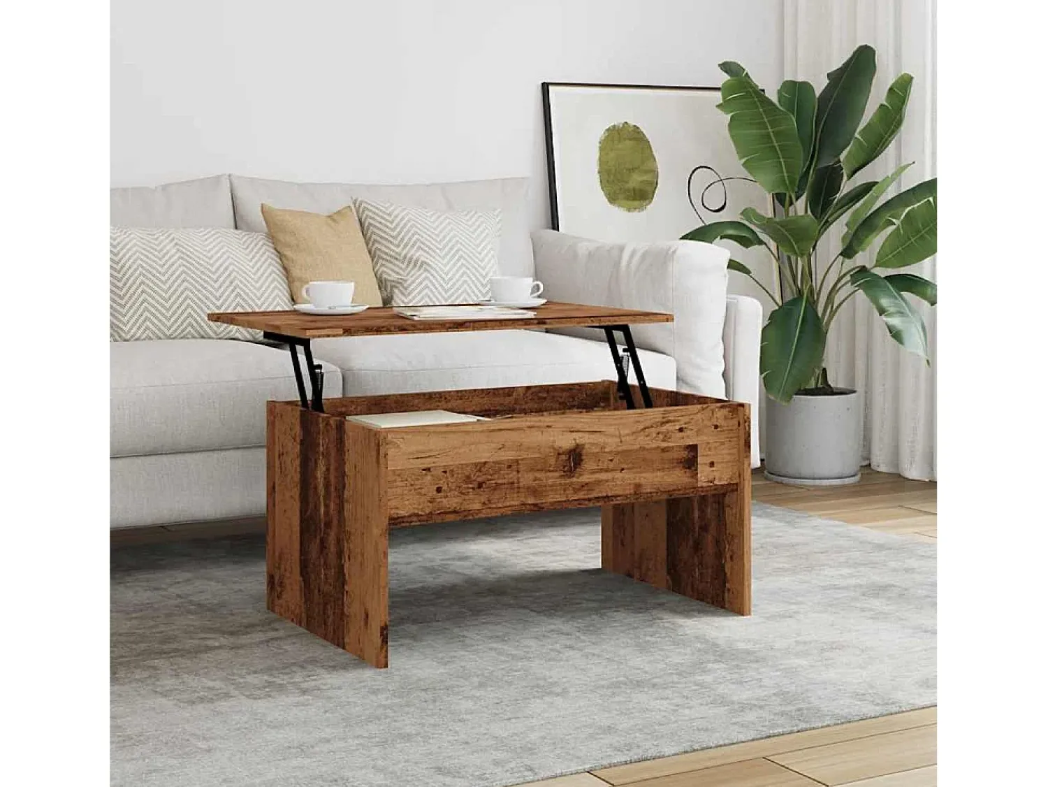 Mesa De Centro*vidaxl Mesa de centro 80x50,5x41,5 cm derivados madeira madeira velha Natural claro