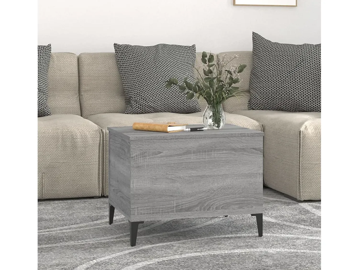 Mesa De Centro* Mesa de centro 60x44,5x45 cm derivados de madeira cinza sonoma PT897264 Cinzento