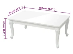Mesa De Centro*vidaxl Mesa de centro 100x50x42 cm derivados madeira brilhante Branco