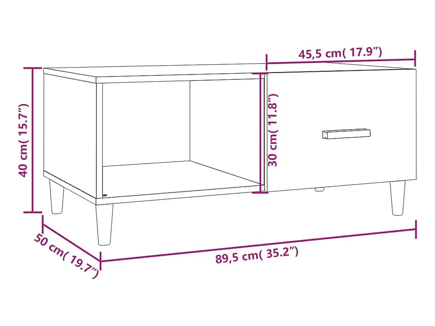Mesa De Centro|vidaxl Mesa de centro 89,5x50x40 cm derivados madeira sonoma Cinzento