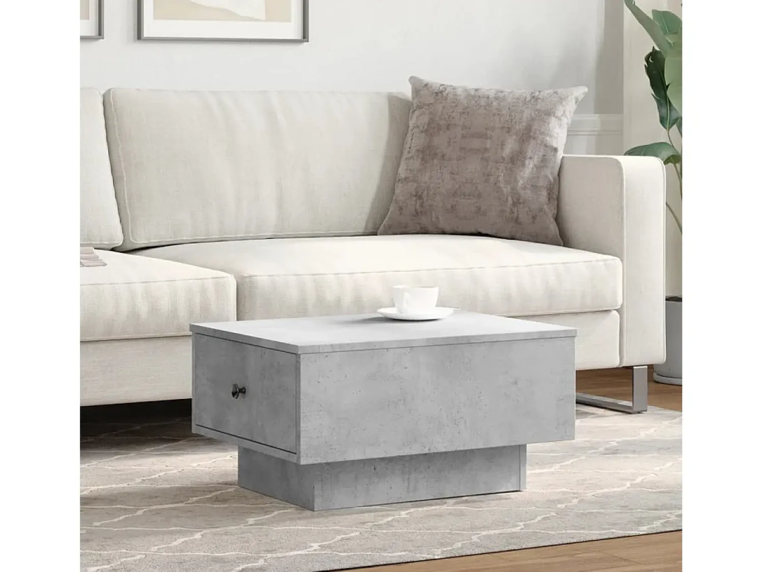 Mesa de centro 60x45x31 cm derivados de madeira cinza cimento PT365882^ Mesa De Centro