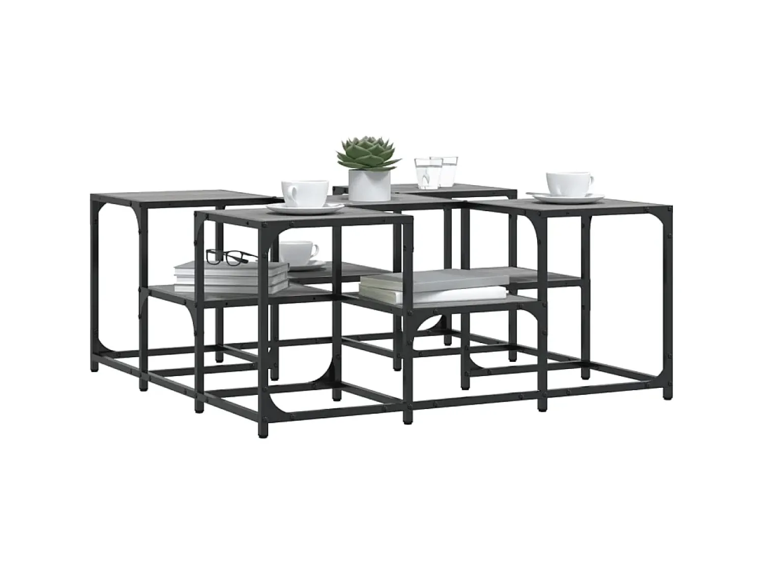Mesa De Centro| Mesa de centro 91x91x40 cm derivados de madeira sonoma PT621117 Cinzento