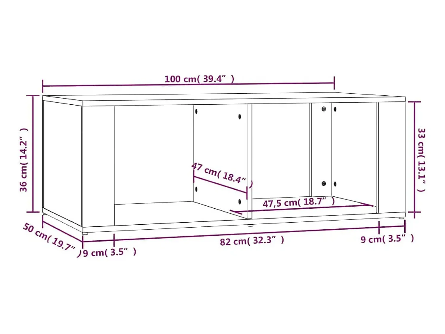 vidaxl Mesa de centro 100x50x36 cm derivados madeira carvalho fumado Natural claro